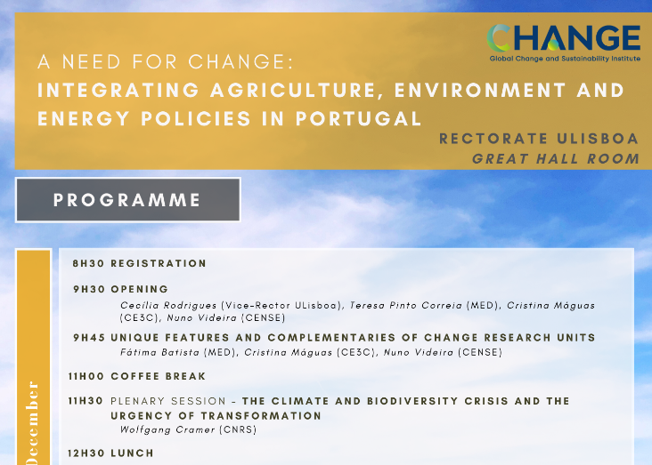 CHANGE 2024 Annual Event - A need for CHANGE: integrating Agriculture, Environment and Energy policies in Portugal