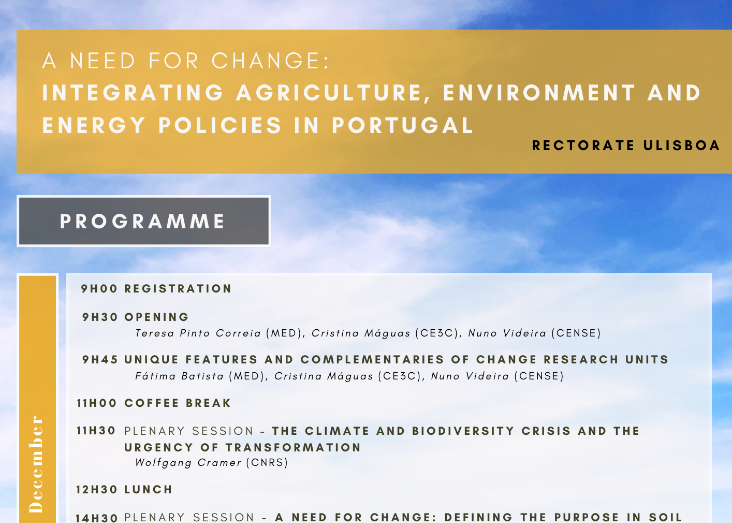 CHANGE 2024 Annual Event - A need for CHANGE: integrating Agriculture, Environment and Energy policies in Portugal